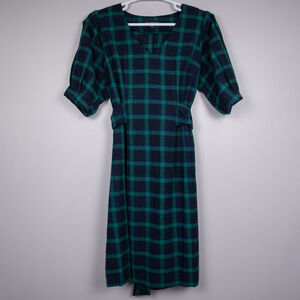 Eloquii green and navy plaid flannel fit and flare dress NWT-14